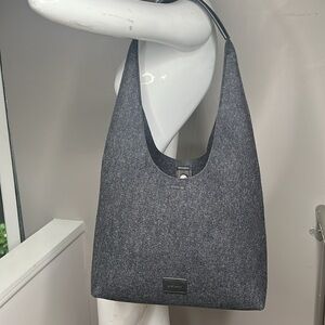 Graf Lantz Large Charcoal Gray Merino Felt Wool Raindrop Shoulder Tote Bag